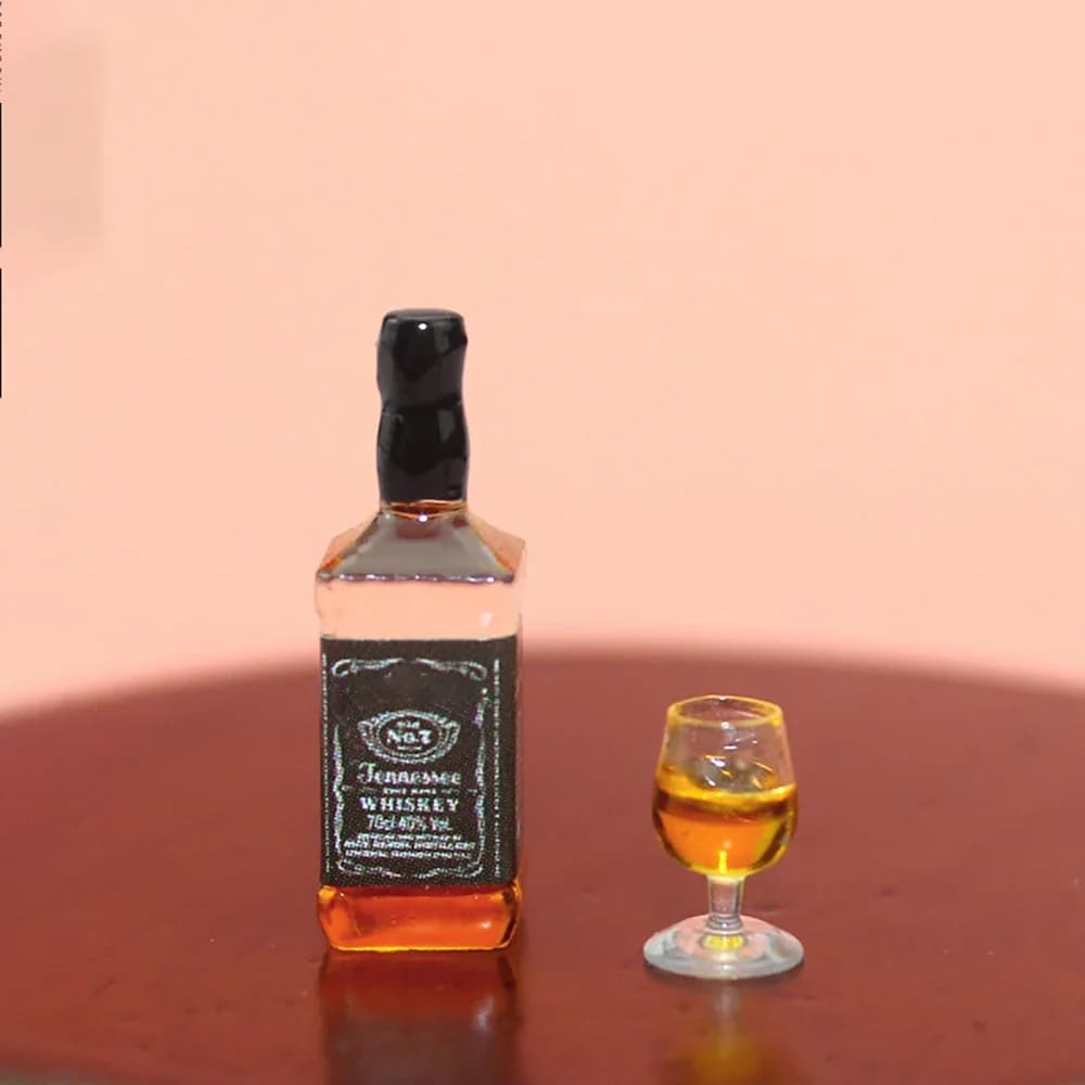 1/12 Doll House Miniature Resin Whisky Bottle Wine Glass Simulation Goblet Model Toys for Mini Decoration Dollhouse Accessories