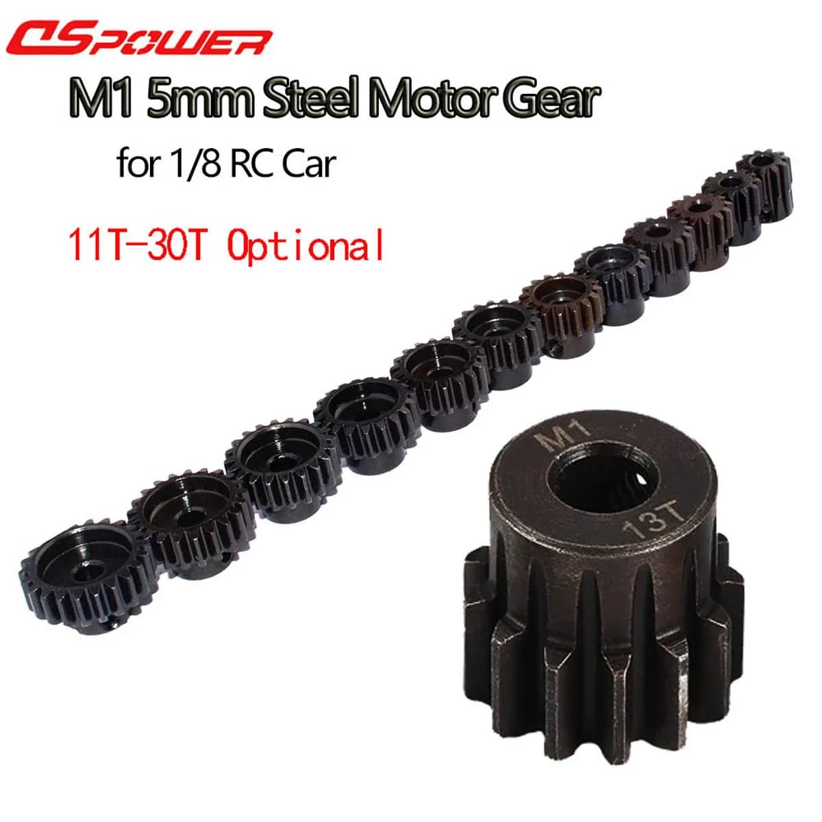M1 5mm 11t 12t 13t 14t 15t 16t 17t 18t 19t 20t 21t 22t 23t 24t 25t 26t 27t 28t 29t 30t Pinion Motor Gear for 1/8 RC Car