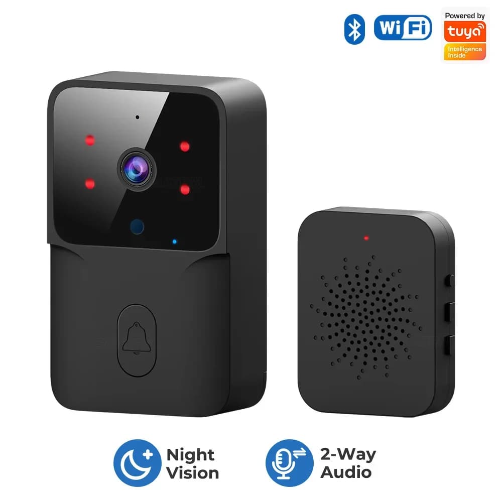 Works with tuya Wifi Doorbell Outdoor HD Camera Anti-Theft Night Vision Home Monitor Door Phone Voice Intelligent Door Bell