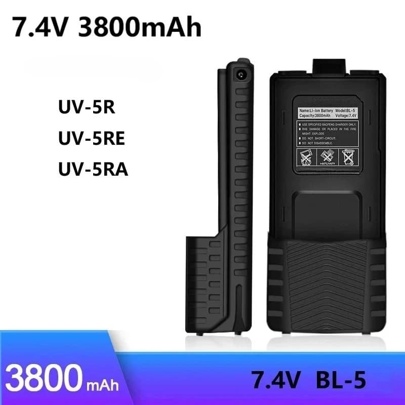 Compatible with BaoFeng Walkie Talkie Battery UV-5R Plus 7.4V 3800mAh Rechargeable Batteria UV5RA Radio Accessories UV5RE