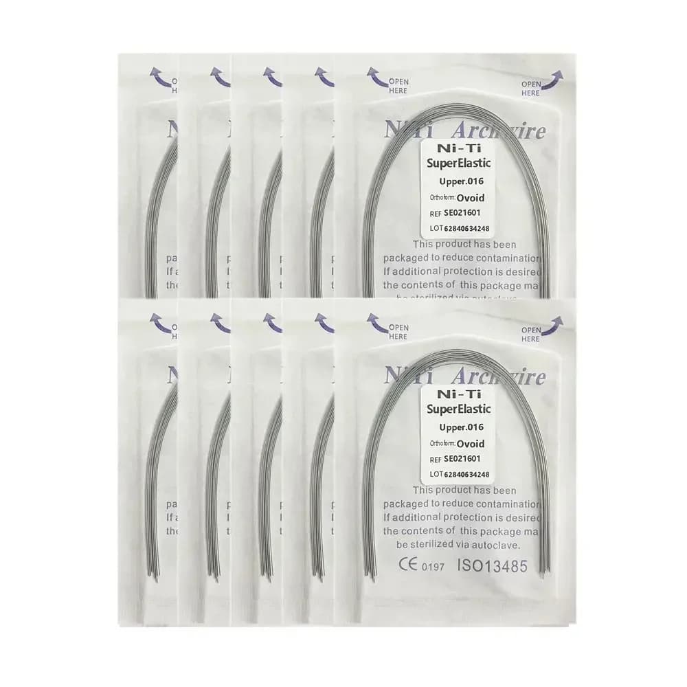 10pack Dental Arch Wires Orthodontic Super Elastic NITI Round Rectangle Archwire Lower/Upper 012/014/016/018/020/16x16/16x22