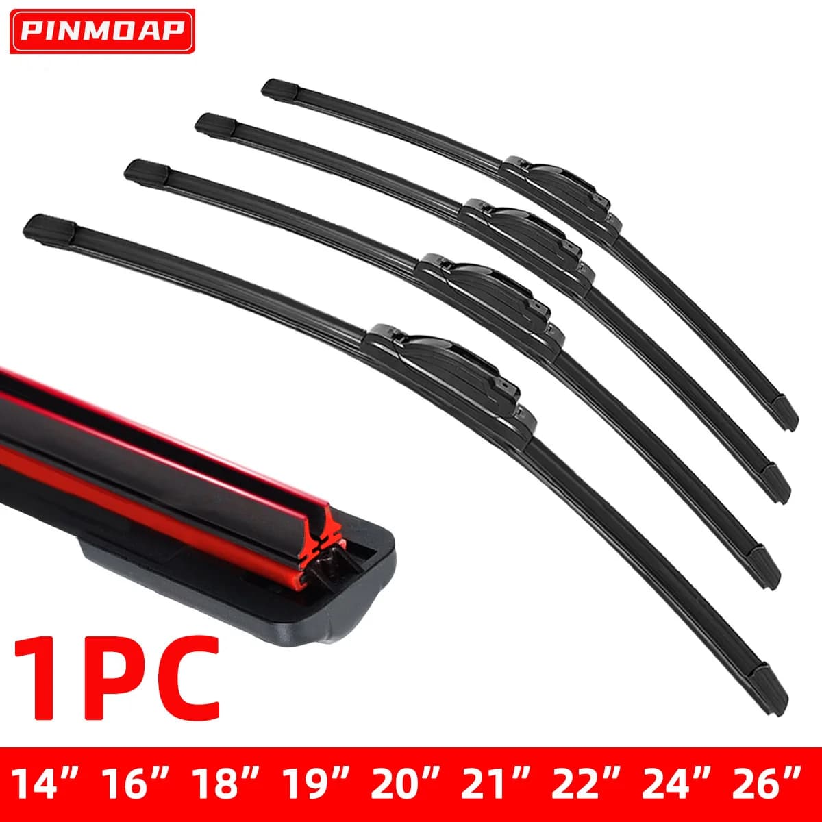 Car Windshield Wiper Blade Universal U/J Double Rubber Strip Wiper Blade Natural Rubber Strip 14"16"18"19"20"21"22"24"26"