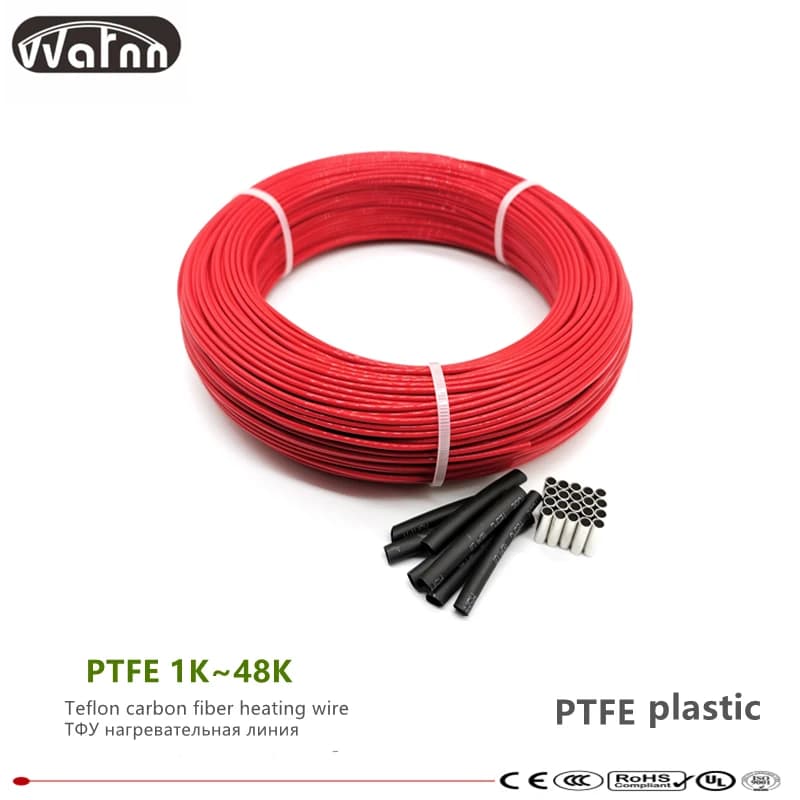 PTFE  1/2/3/6/12/24/36/48/96k  carbon fiber heating cables, floor heating wire, new infrared high-quality heating cable