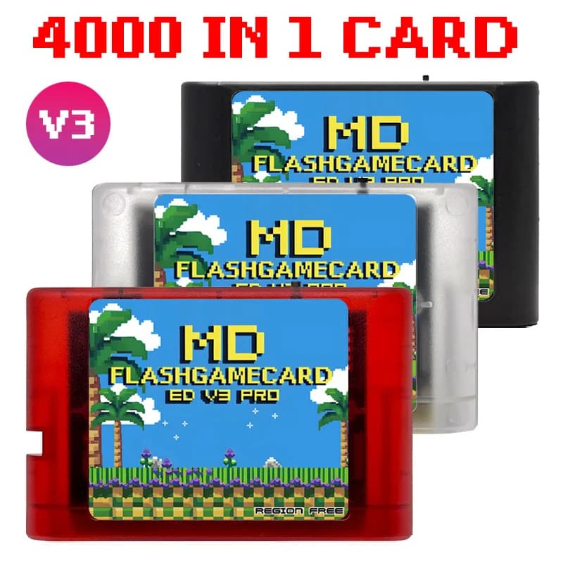 4000 in 1 Mega Genesis MD V3 Pro With 4GB TF Card EDMD Game Card For SEGA Genesis Mega Drive Master System Game Console