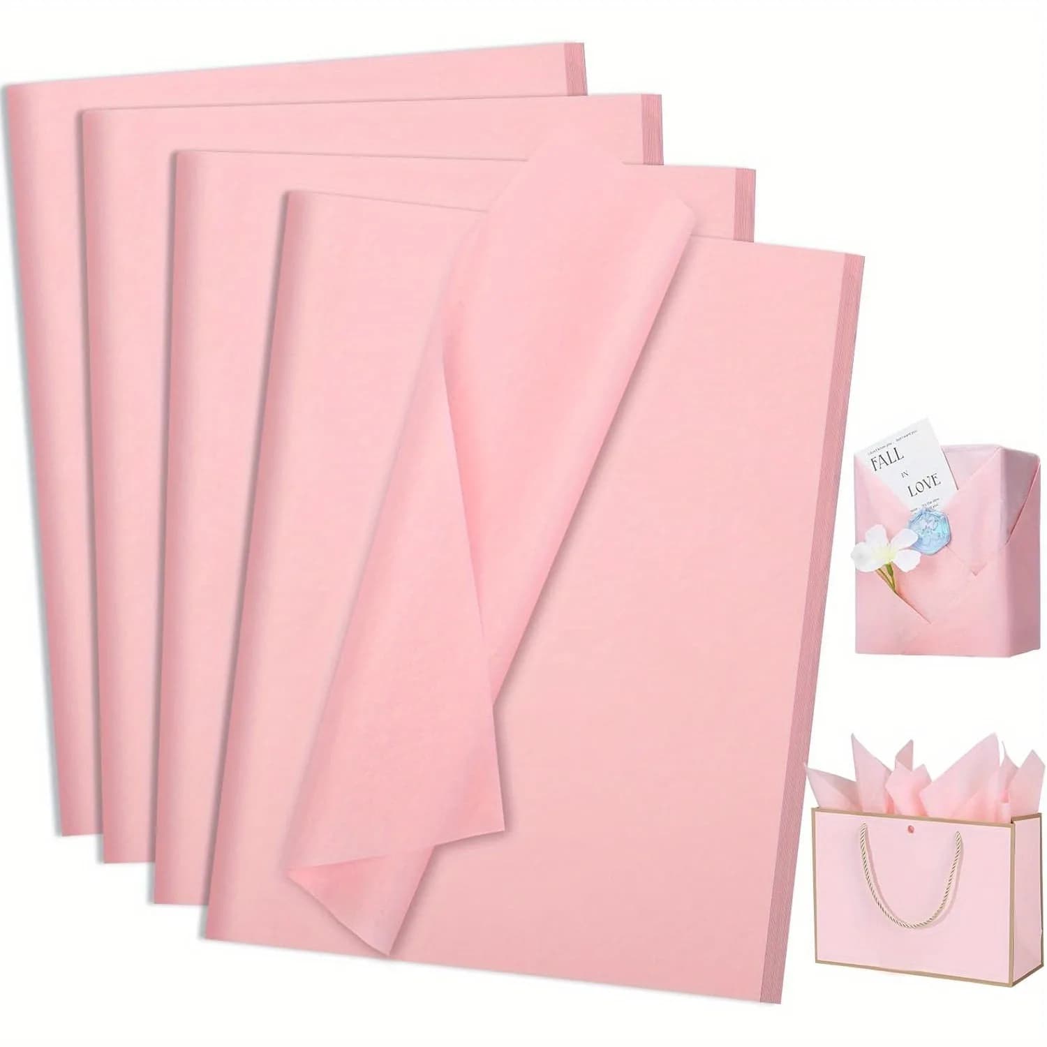 50 Pink Snowflake Paper, 50*35 cm Gift Tissue Paper, Suitable for Party Festivals, Valentine's Day, Birthday Gift Packaging