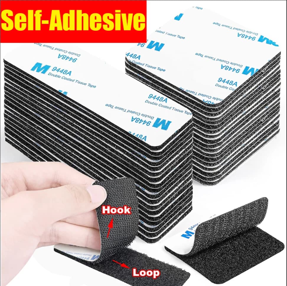 10Pcs Strong Self-Adhesive Hook and Loop Fastener Tape Rectangle Nylon Sticker Adhesive Tape With Strong Glue For DIY CraftNylon