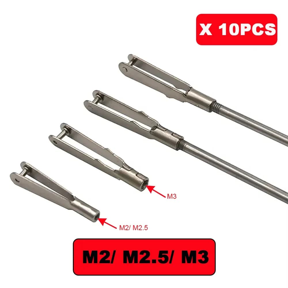 10PCS M2/ M2.5/ M3 Steel Clevis Push Rod Coupler Servo Connecting Level/ Chuck Horn Clip for RC Micro Drone Aircraft Boat Parts