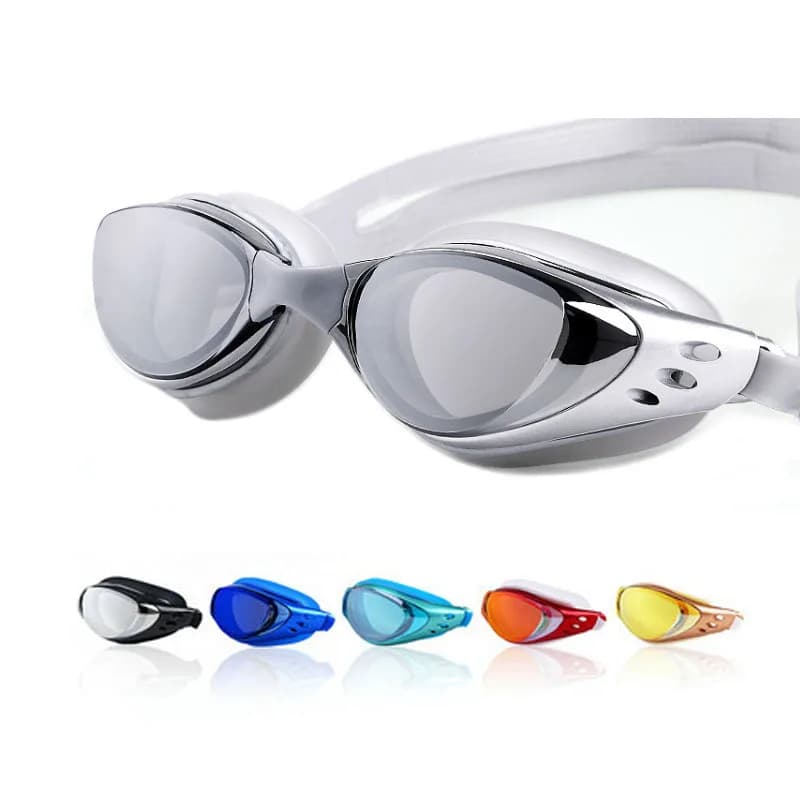 Electroplating Myopia -1～-10 Swimming Glasses  Men Women  Anti-Fog ArenaBlack Ash Waterproof Flat Diving Glasses Goggles