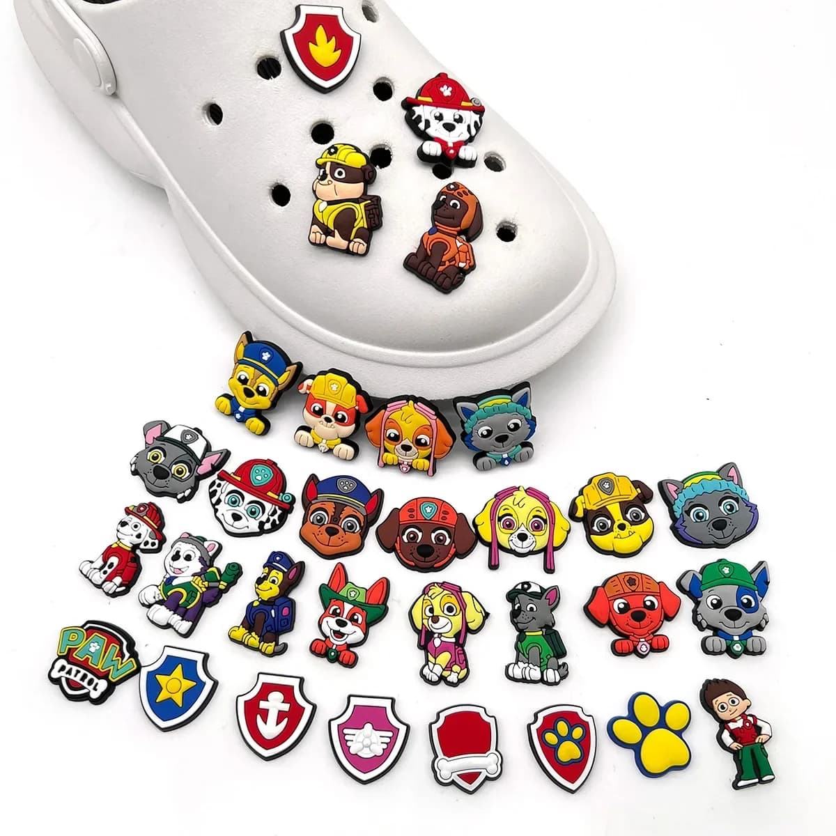 31Pcs Paw Patrol Theme Shoe Charms for Cave Shoes Decorations Accessories for Sandals Decorate Boy Girls Birthday Gifts