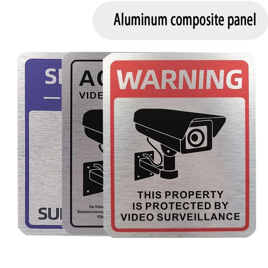 Aluminum plate monitoring prompt sign 24-hour English warning sign  private territory courtyard monitoring area sign