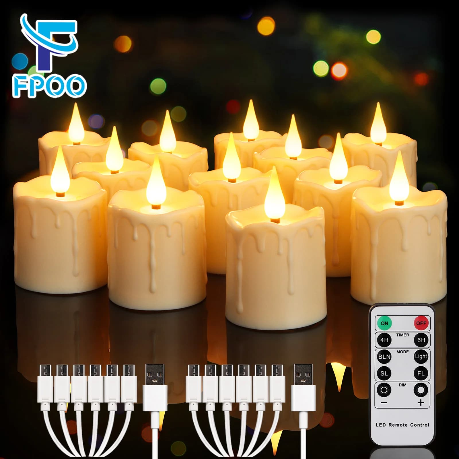Realistic Flickering Flame LED Candle USB Rechargeable with Remote Waterproof 8H Timer for Wedding Holiday Home Decor Gift Set