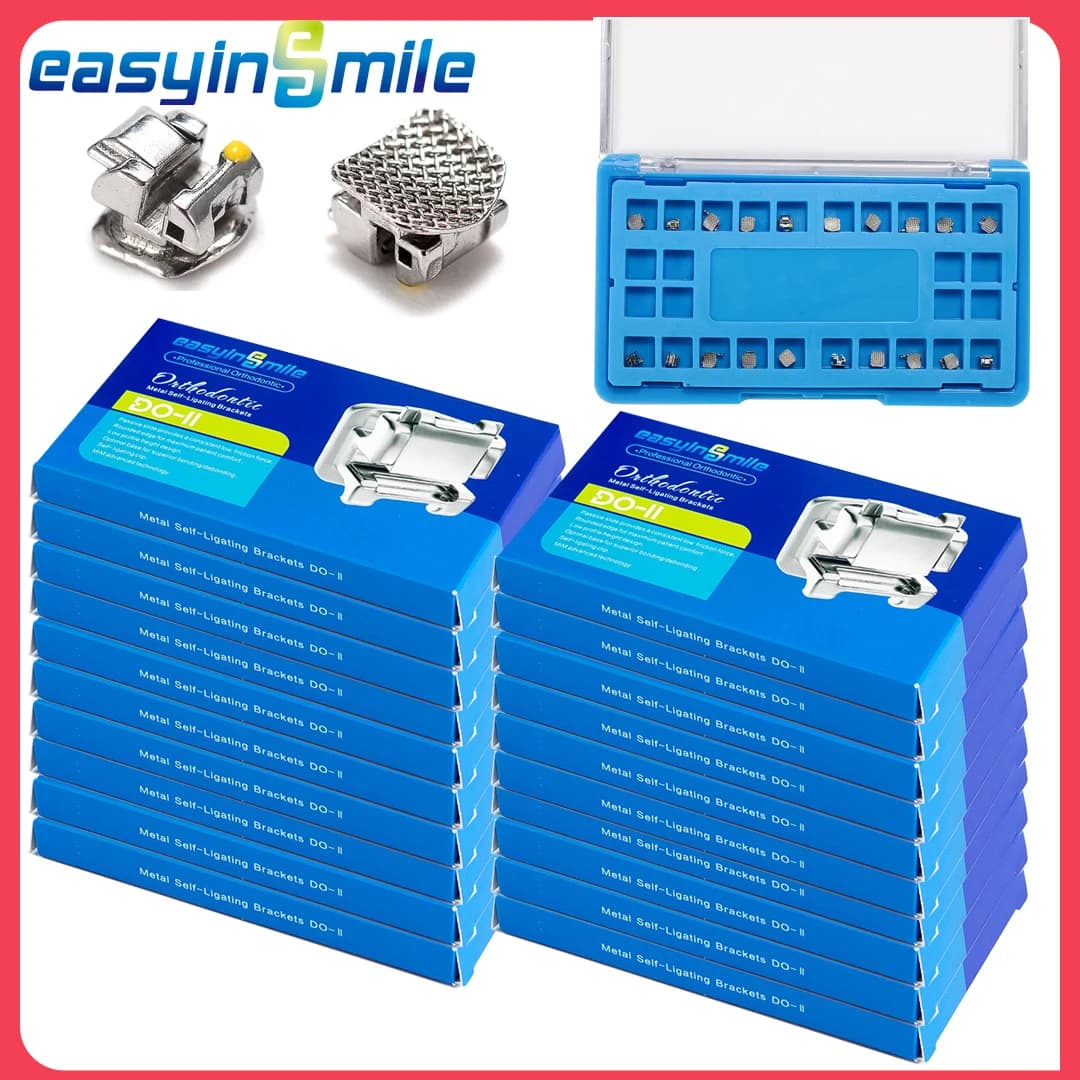 Easyinsmile 20Packs Dental Orthodontic Brackets Material Passive Self Ligating Braces MBT/Roth braces 022 345Hooks
