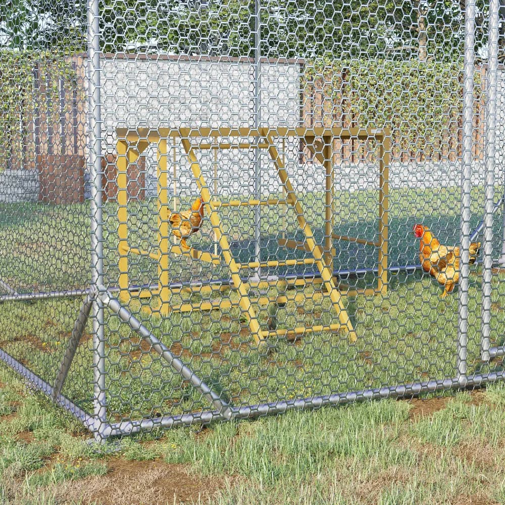 Chicken Playpen Wooden Chicken Playpen Playground for Chickens with Swings and Ladder Chicken Climbing Frame for 3-4 Chickens Natural Wood