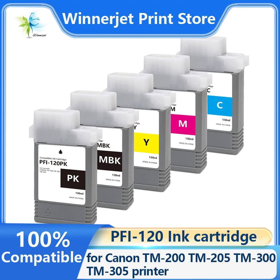 Winnerjet PFI120 PFI-120 Compatible Ink Cartridge for Canon TM-200 TM-205 TM-300 TM-305 Printer with Pigment Ink and Chip