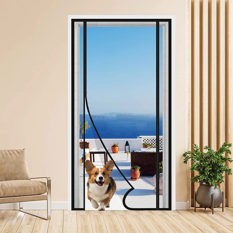TYMF Black Magnetic Door Screen Mosquito Net  Mesh Customized Size Fiberglass Mesh Detachable and Washable Pet Door Bedroom Door