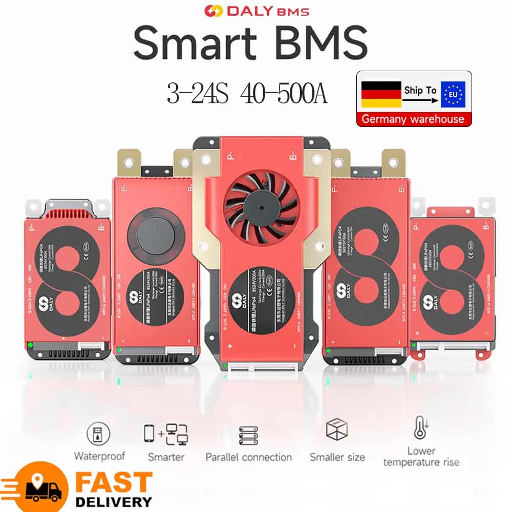 Daly BMS Smart BMS 4S Lifepo4 12V 7S 8S 24V 40A 60A 100A 150A 16S 48V 200A 250A BMS with CANBUS RS485 li-ion NMC 3.7V RV