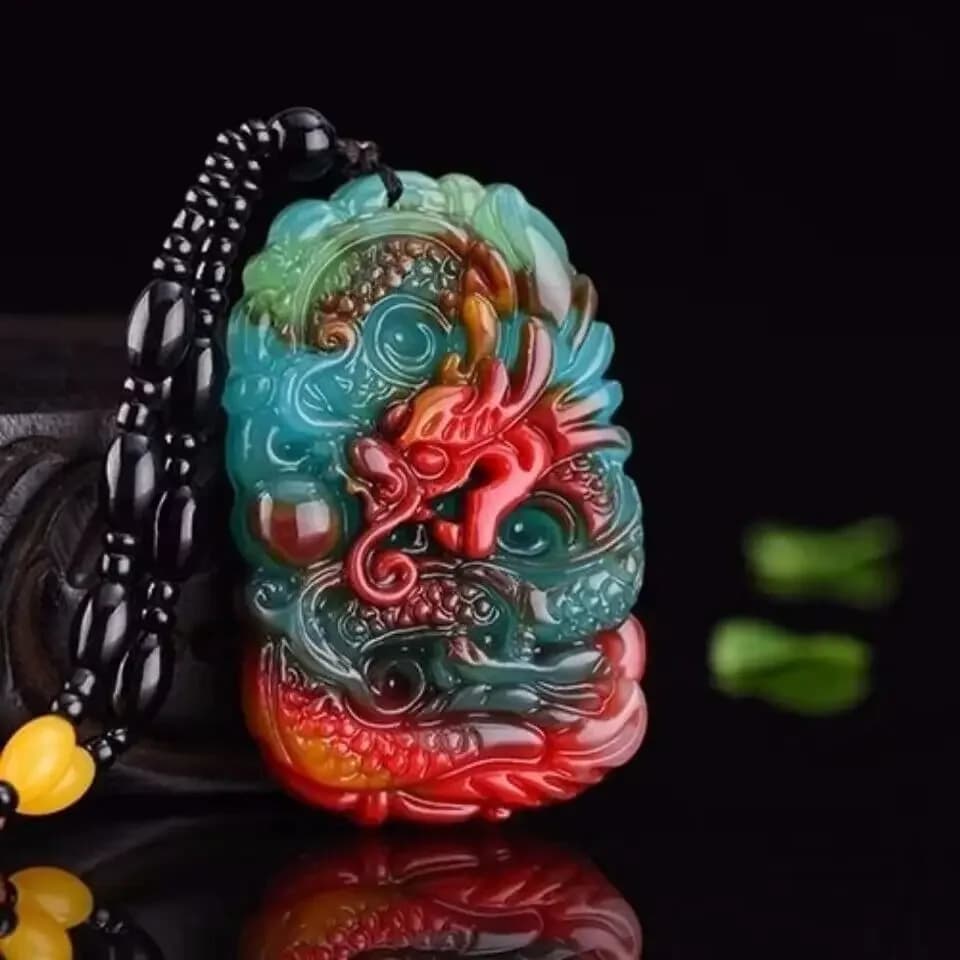 Real Jade Dragon Pendant Necklace Pendants Gemstones Charm Gift Stone Fashion Luxury Amulets Jewelry Natural Men Colorful