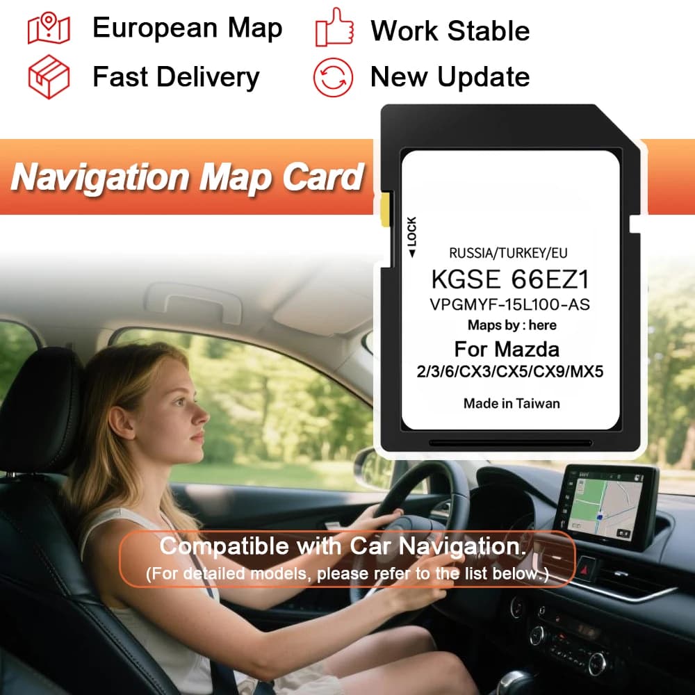 For Mazda 2/3/6/CX3/CX5/CX9/MX5 Upgrade Europe UK Map Data New 2024 Navigation Card Car GPS Sat Nav SD Card 16GB KGSE66EZ1