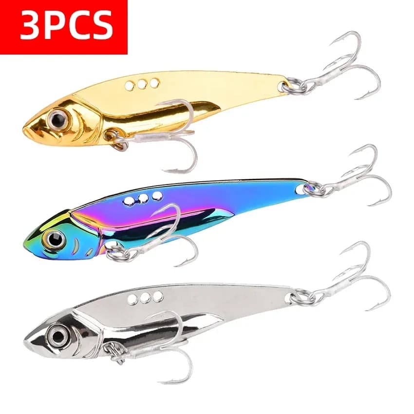 3PCS Spinner Spoon Metal Jig Bait 7g-25g VIB Sinking Blade Spinning Treble Hook Spinnerbait Pesca Pike Carp Sea Fishing Lure