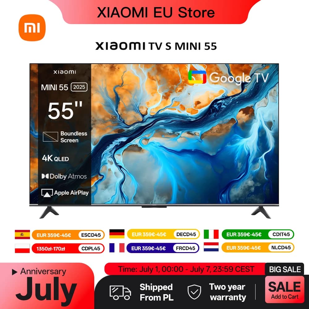 XIAOMI S MINI 55 144Hz QD-Mini LED Dolby Vision® IQ, Dolby Atmos® Google TV