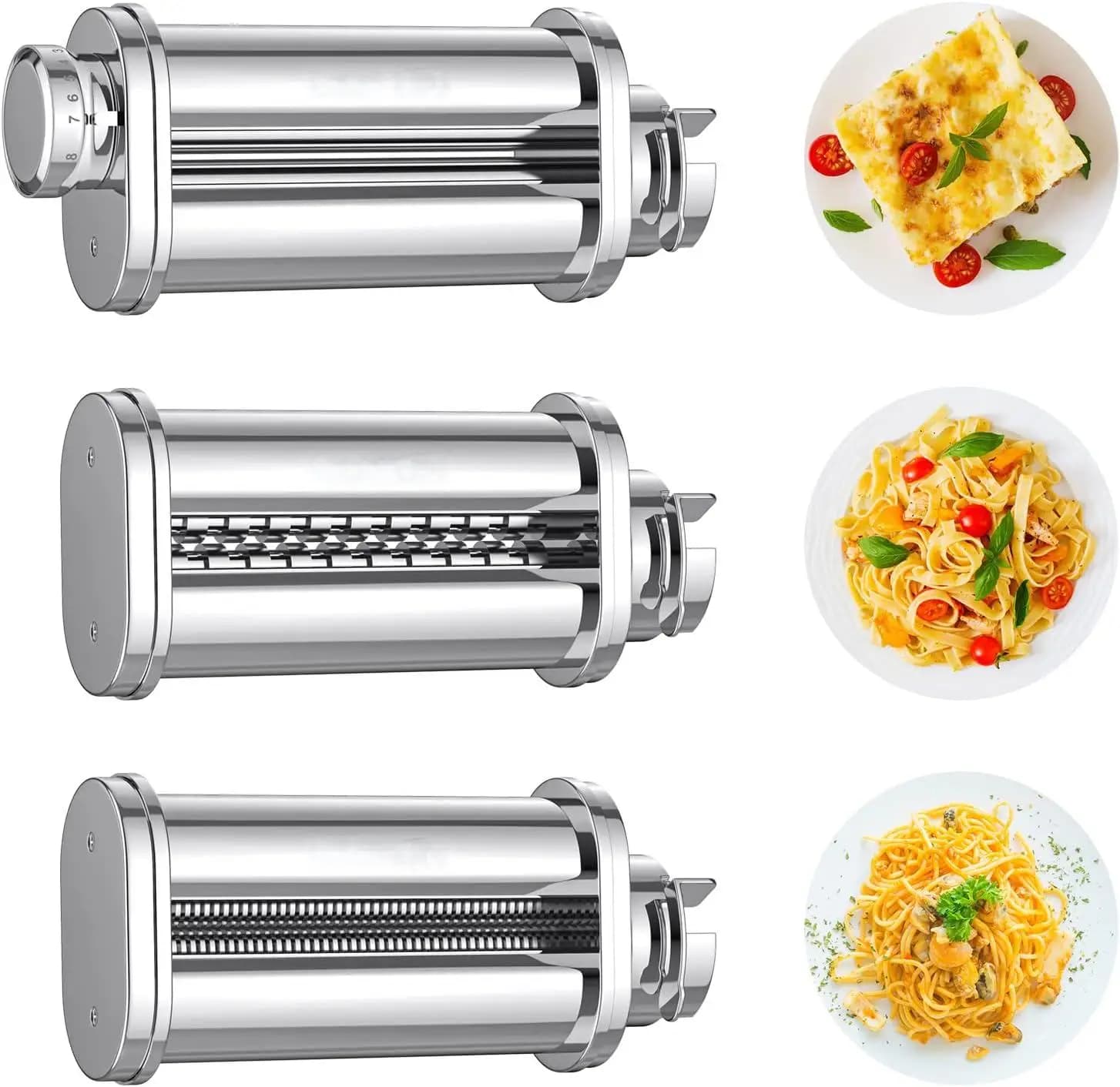 1/3pcs Stainless Steel Pasta Attachment for Bosch MUM 5 Series,Spaghetti Cutter & Fettuccine Cutter for Bosch MUM58720