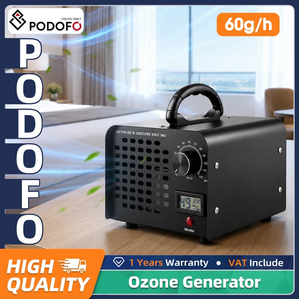 Podofo Ozone Generator 60000mg/h Ozone Air Purifier Remove Odor Formaldehyde with Temp and Humidity Display 300 square metres Ozone Odor Remover For