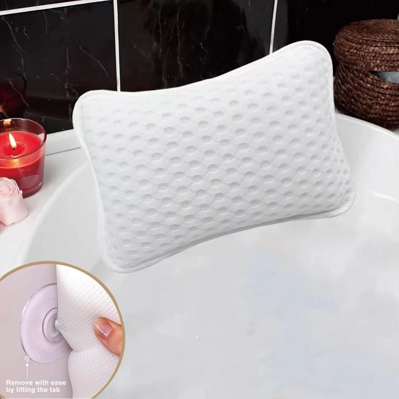 1PC Bathtub Pillow, Bathroom Shower Headrest, SPA Bathtub Pillow, Supporting Head and Neck Pillow, Machine Washable
