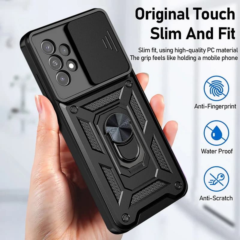Slide Camera Lens Armor Case For Samsung Galaxy S24 S23 S22 Ultra S21 S20 FE Plus A51 A71 A53 A54 A34 Magnetic Ring Stand Cover