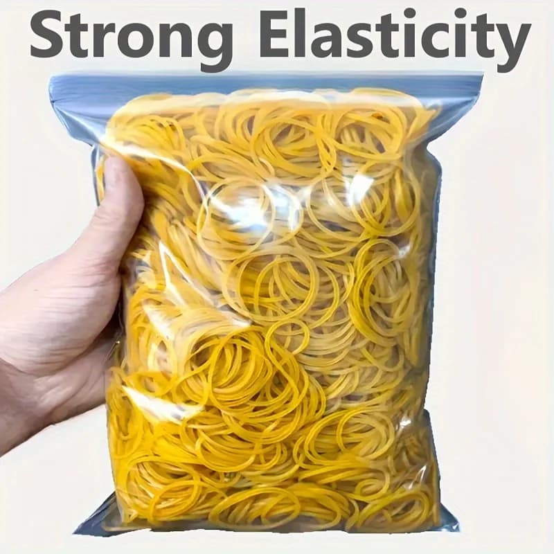 High Elasticity Yellow Rubber Bands Set - 100/300/666 Pieces 38mm Diameter Durable Natural Rubber Suitable for Various Uses