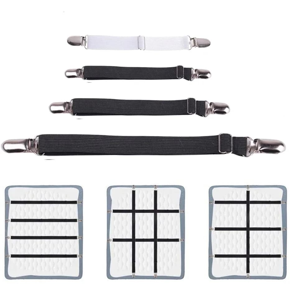 Bande de fixation élastique pour drap de lit 4 pièces/ensemble pinces pour drap de lit ceinture réglable support de couvertures