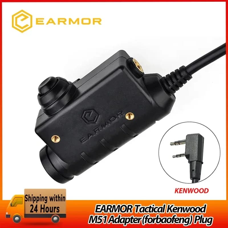 Original EARMOR M51 PTT Adapter Airsoft Tactical Headset Kenwood(for baofeng) Plug Tactical Headset Accessory