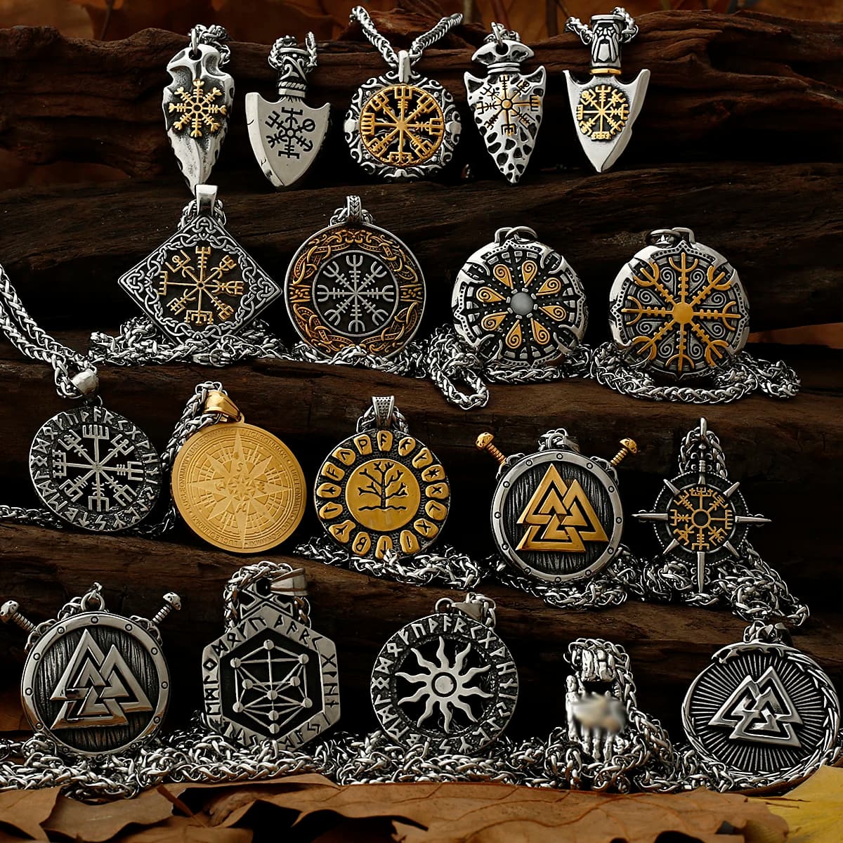 Viking Rune Multi-Style Stainless Steel Amulet Shield Pendant Men's and Women's Jewelry Accessories Necklace