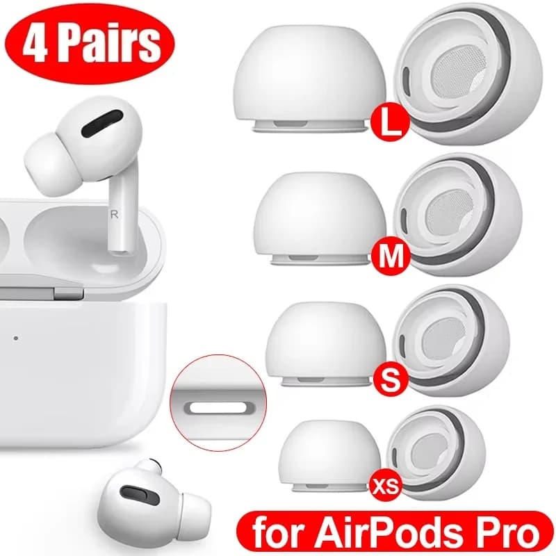 4 Pairs Silicone Ear Tips Protective Earplugs Noise Reduction Hole Earbuds Cover Replacement Ear-Pads For Apple Airpods Pro 1 2