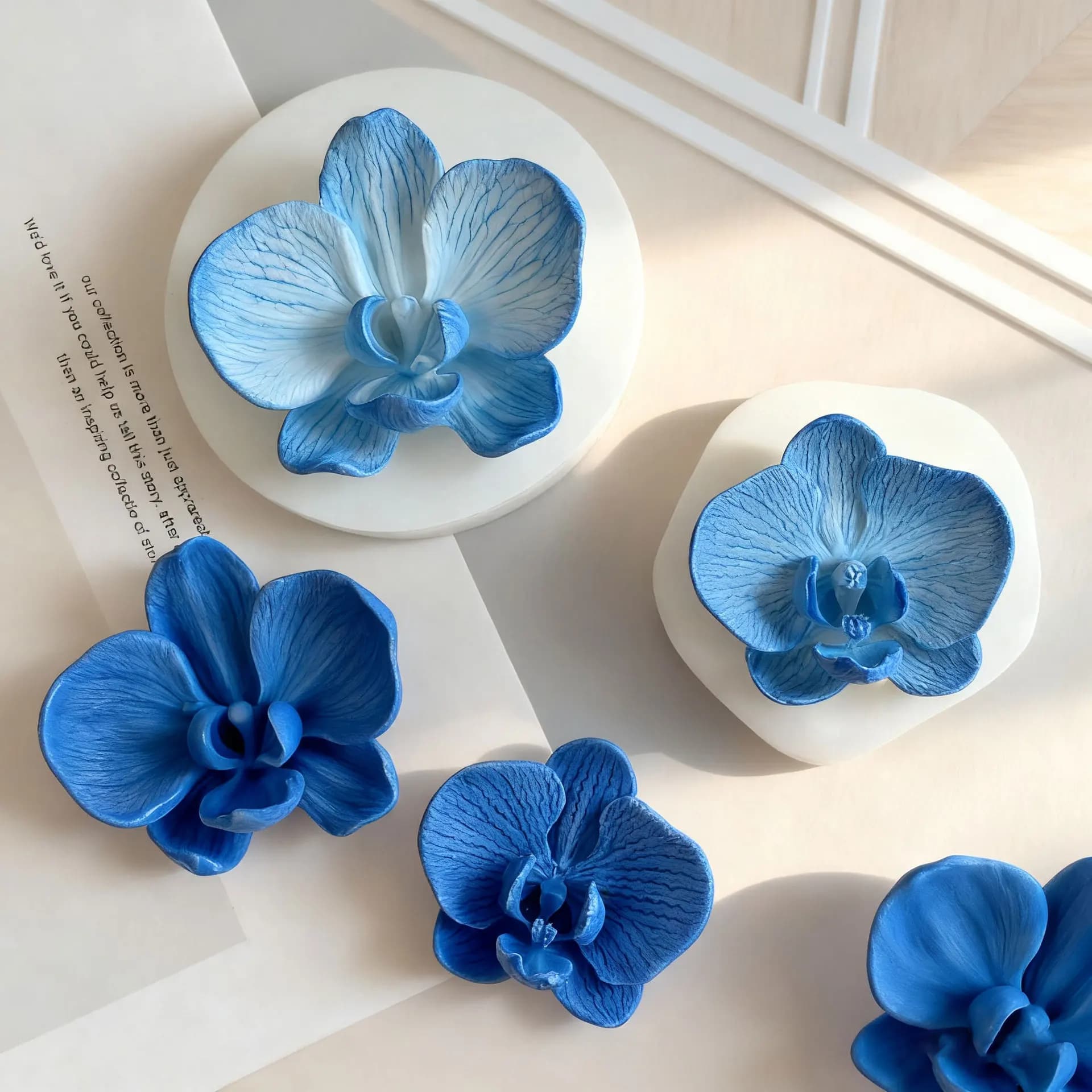 Phalaenopsis Orchid Flower Silicone Mold 3D Petal Candle Mold DIY Aromatherapy Plaster Cement Wax Craft Home Decor Mould