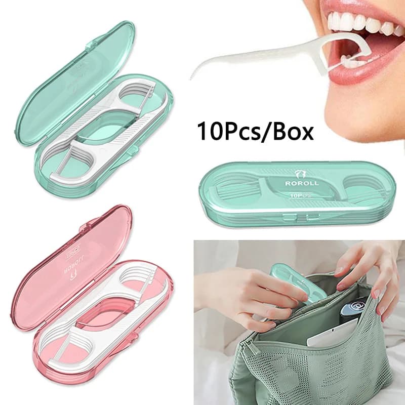 ELIJAH 1 Box Portable Floss Toothpick Box Toothpick Floss Storage Box Floss Toothpick Set Teeth Cleaner With Storage Tube Gift