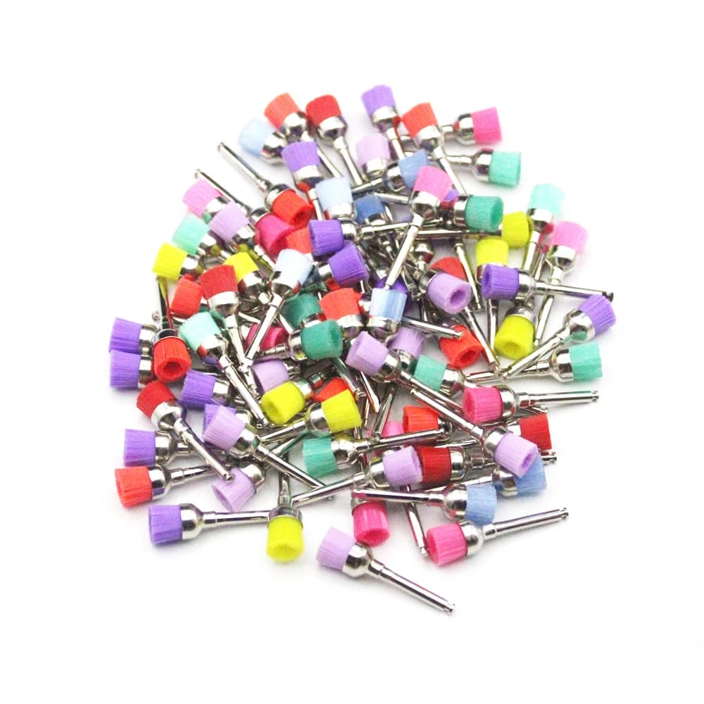 100pcs/box Disposable Dental Polisher Nylon Bristle Brush Polishing Polisher Cup Teeth Whitening Prophy Brushes Dentist Tools