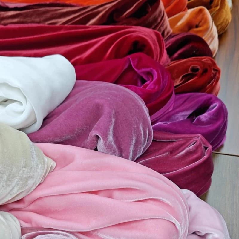 30color Wholesale 100% Mulberry Silk Joe Velvet Clothing Fabric Wedding Dress Cheongsam Robe Cloth Fabric By The Yard Red Yellow