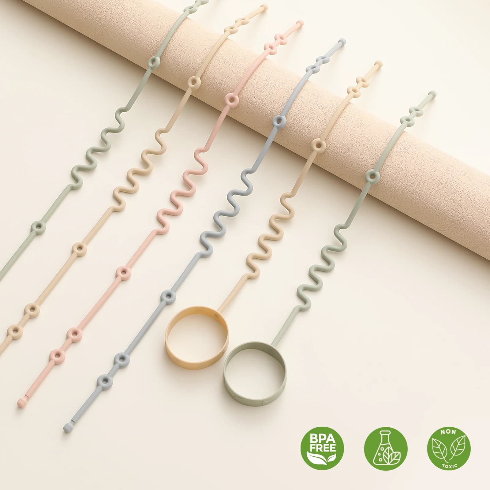 5 Silicone Baby Toy Straps, Suitable For Various Baby Toy Pacifier Clips, To Prevent Loss And Contamination Of Baby Supplies