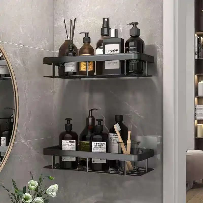 Bathroom Shelf Kitchen Storage Organizer Aluminum Alloy Shampoo Rack Shower Shelf Bathroom Accessories No Drill Corner Shelves