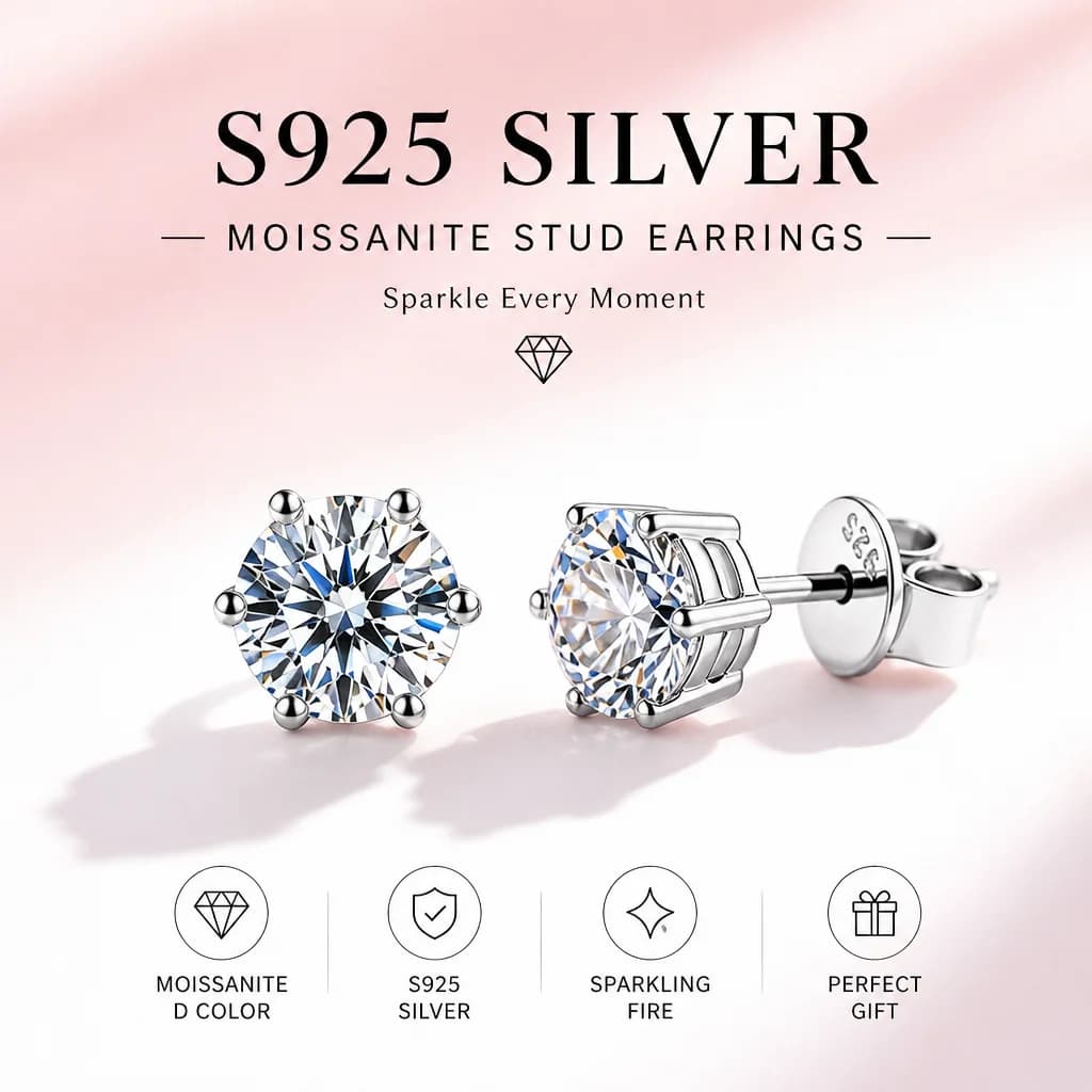 GRA Moissanite Studs Earrings Pass Diamond Tester Pen For Men Women Gemstone 925 Silver Earrings With 2 Certificates