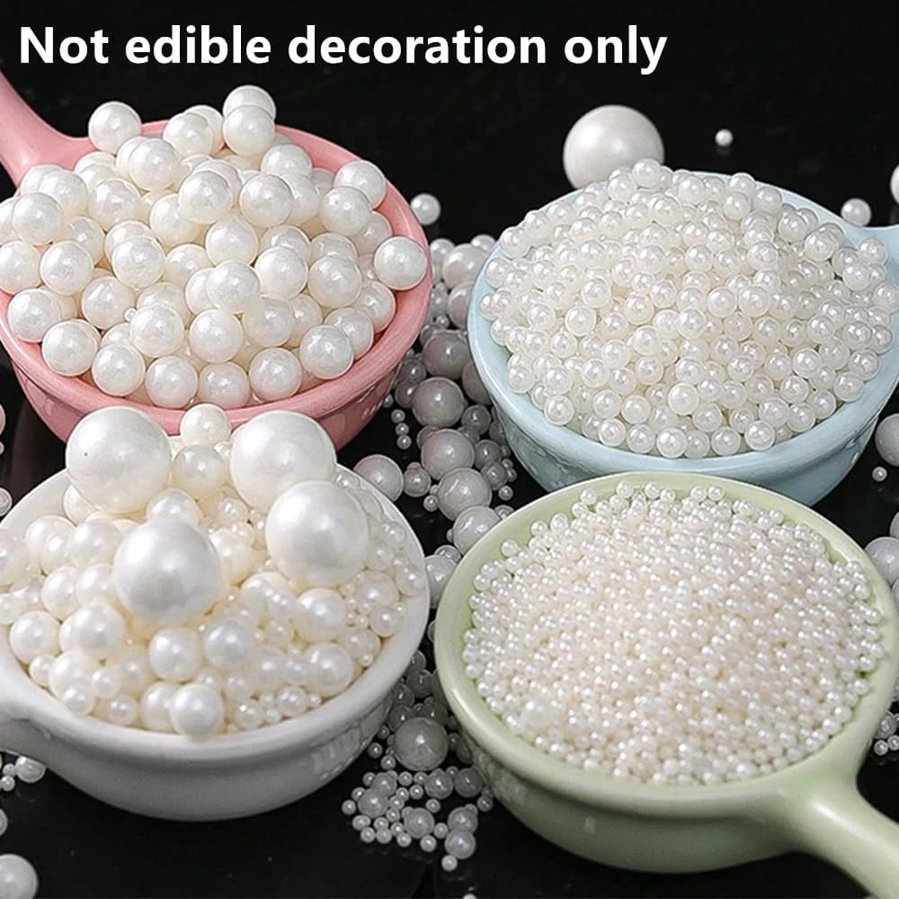 85g 0.2/0.4/0.6/0.8cm White Colour Pearl Ball Cake Decoration DIY Donut Dessert Baking Sprinkles Decorative for Decoration Only