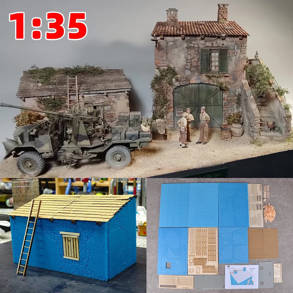 Assembly Architectural Model Building Rural Area Residence Bungalow Countryside Village Diorama Scale Model Kit 1/35 1/32