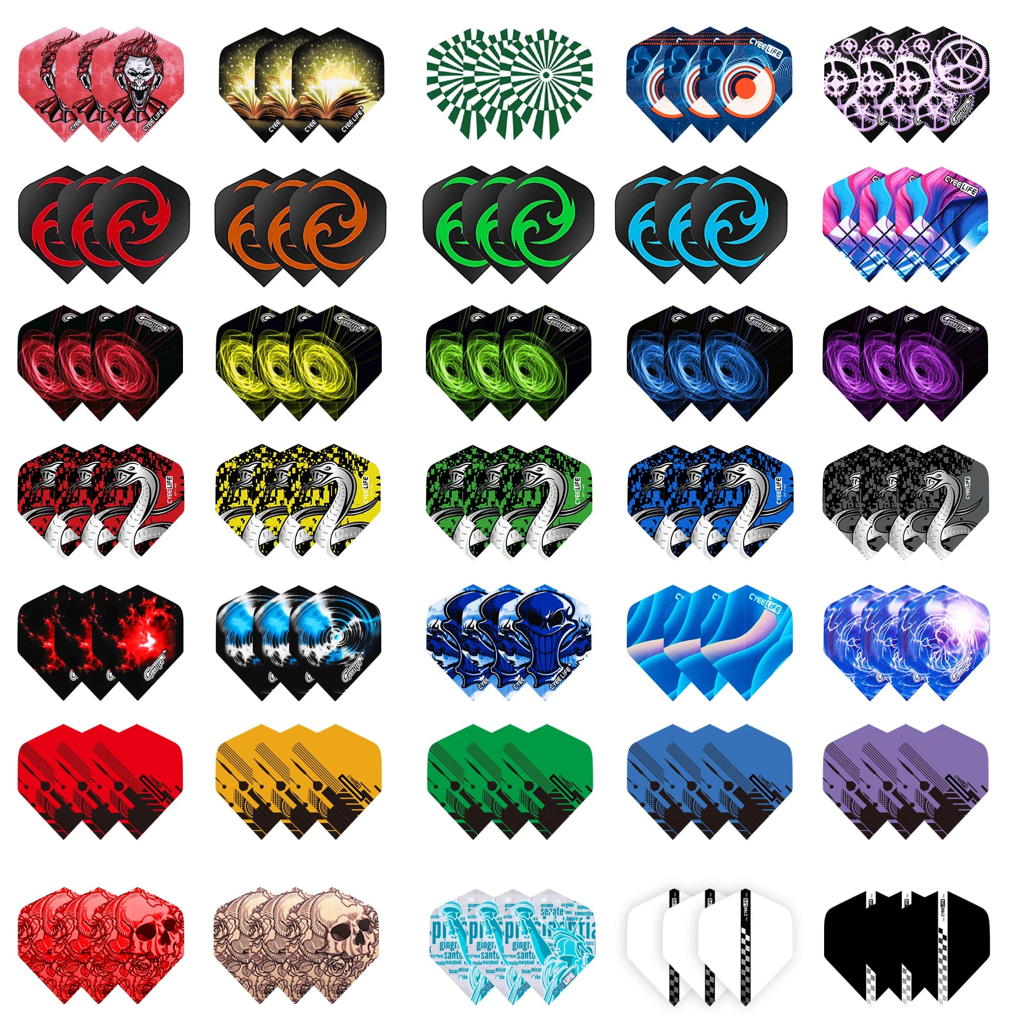 CyeeLife 105Pcs Dart Flights,Standard Dart Flights Durable PET Dart Flights for Soft Tip and Steel Tip,Darts Accessories