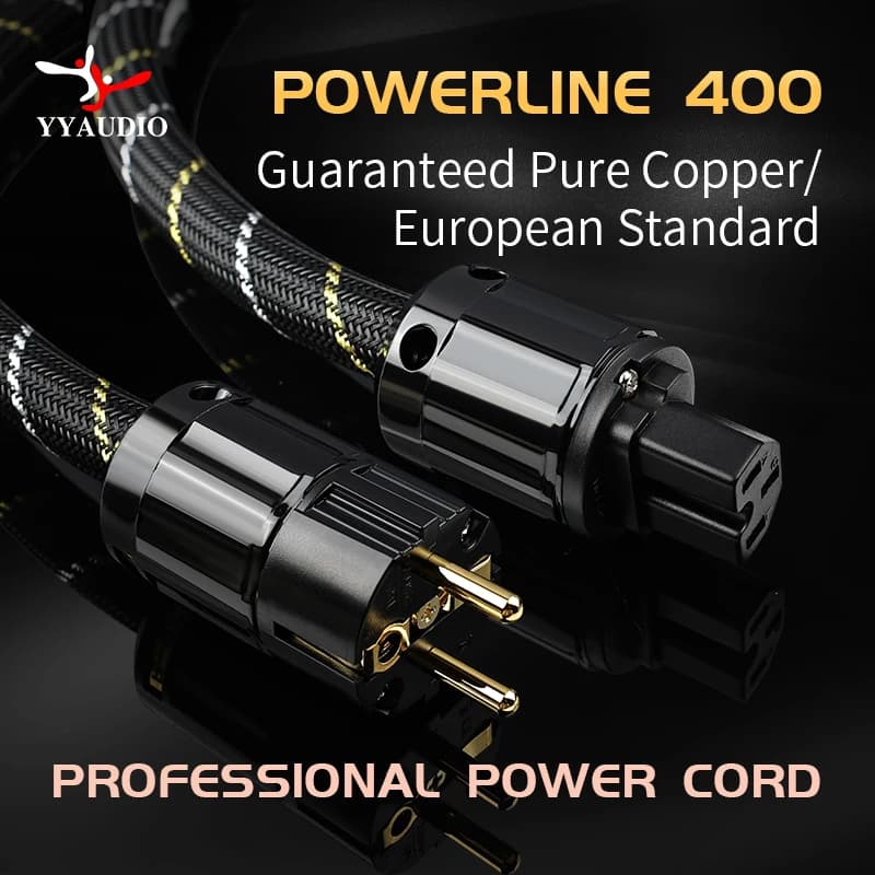 YYAUDIO HIFI Ac power cable High quality EU/US standard Rhodium plating power plug high-purity OCC with TV Amplifier filter