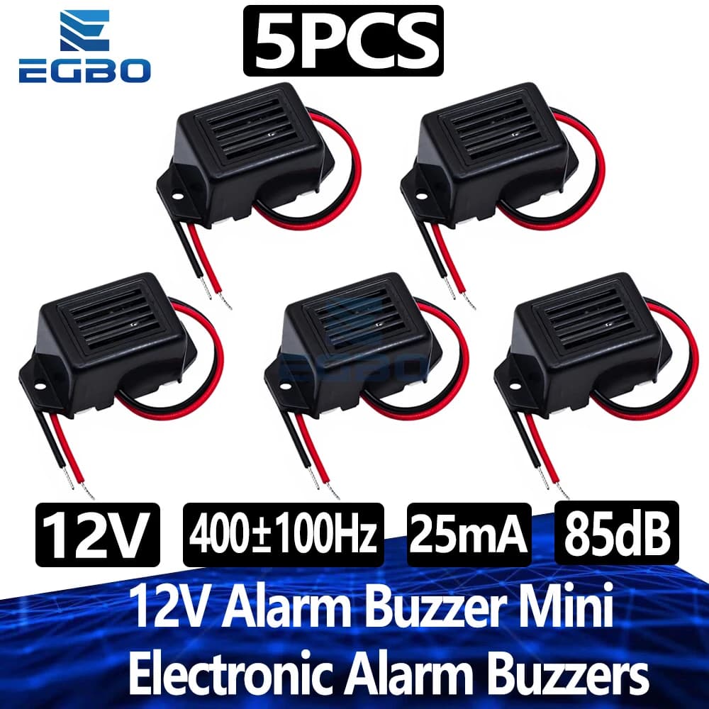 5PCS EGBO  Alarm Buzzer DC 12V 85dB Mini Electronic Alarm Buzzers Constant Tone