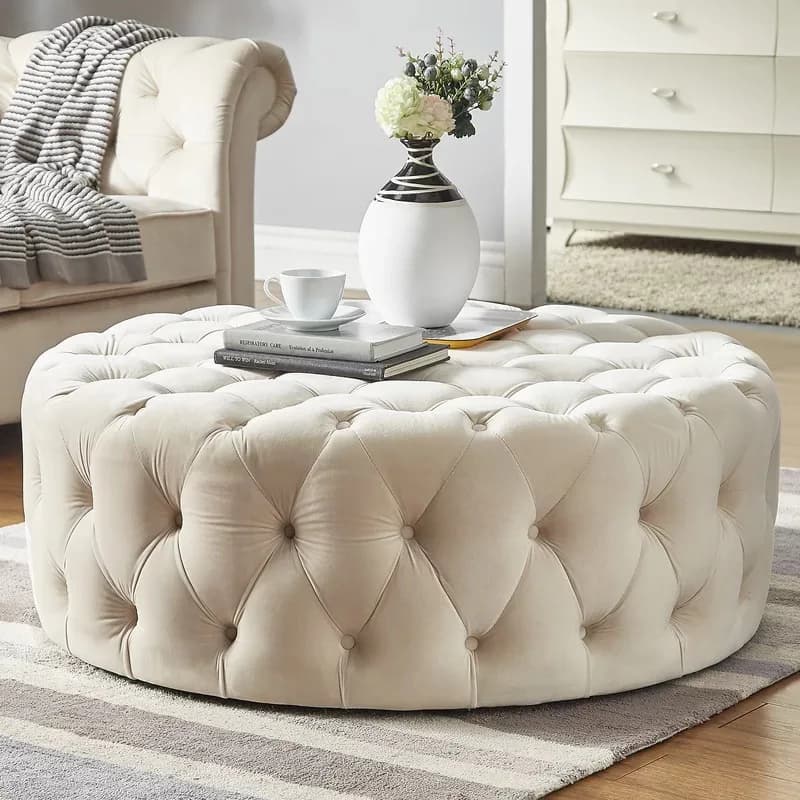 90cm Nordic Round Stool for Dressing Room Bedroom Living Room Velvet Ottoman Footrest Bench Comfortable Shoe Stool Fashionable