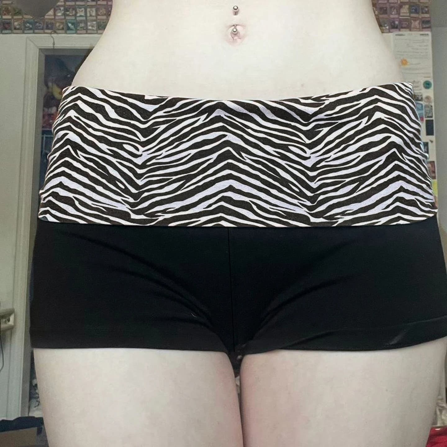SUCHCUTE  Casual Zebra Print Elastic Shorts Female Skinny Low-waisted Mini Short Y2K Harajuku Slim Bottoms Summer Homewear 2025