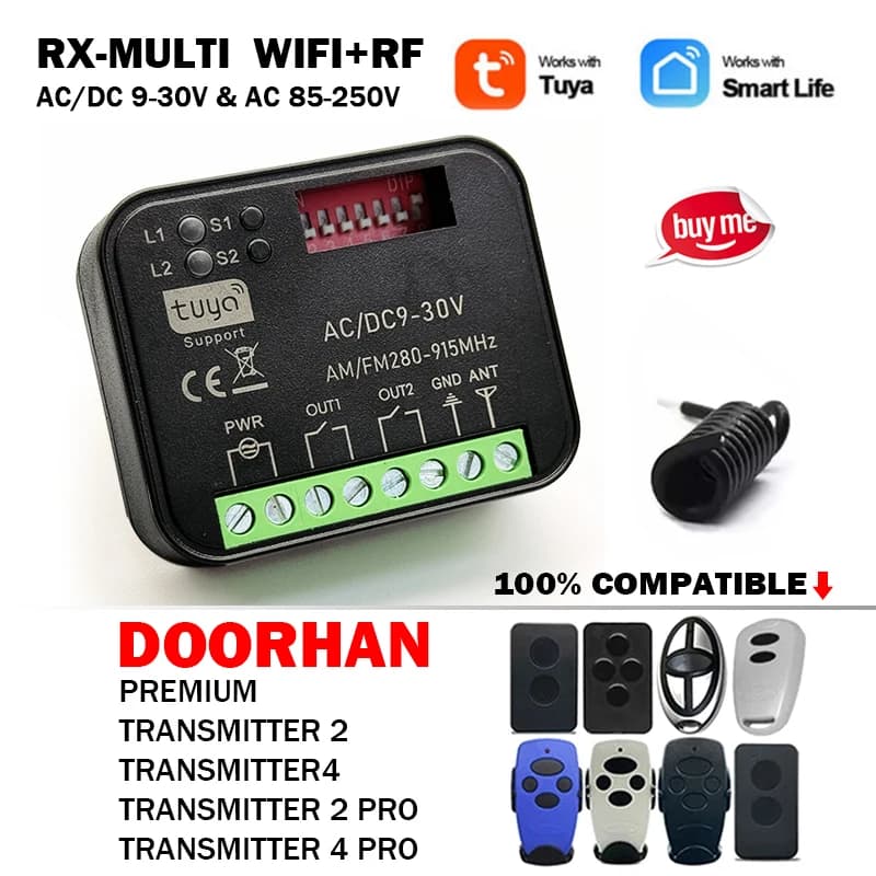 New RX MULTI Tuya WIFI 300 to 868 MHz Receiver For DOORHAN TRANSMITTER 2 4 PRO 2PRO PREMIUM 433MHz Remote Control For Barrier