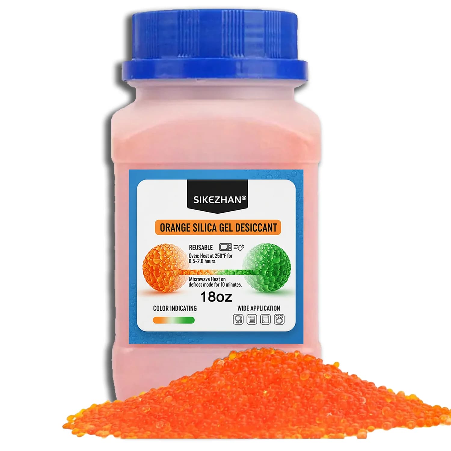 Orange Indicating Silica Gel Beads(3-5mm) Reusable Desiccant, Rechargeable Moisture Absorber for 3D Printer, Electronics