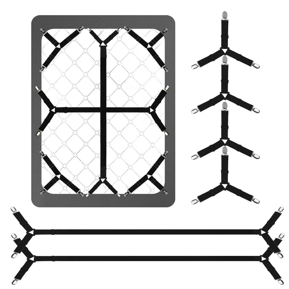 6pcs Bed Sheet Holder Straps Fastener Fixing Straps Universal  Adjustable Crisscross Fitted Sheet Band Straps Grippers Suspender